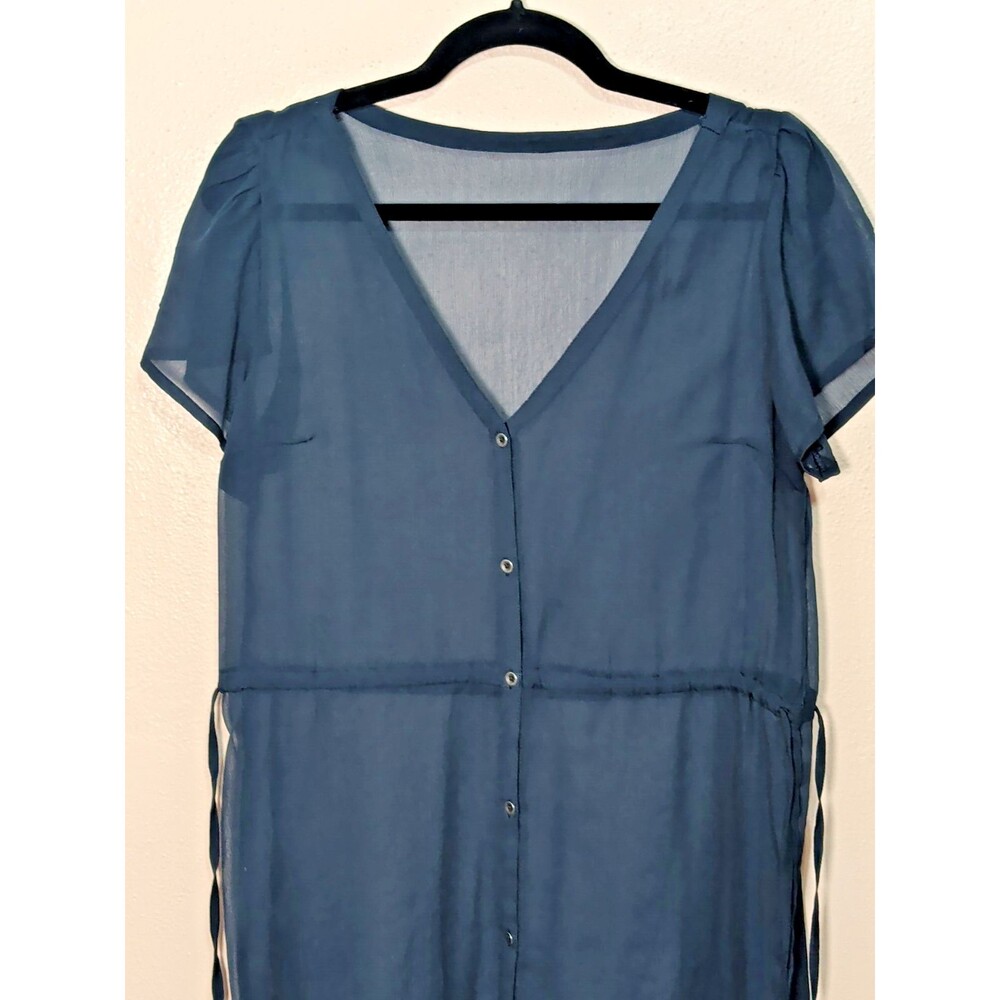 Women's Blue Sheer Beach Cover Up XS Lightweight Chiffon Swimsuit Wrap Vacation - Picture 4 of 8